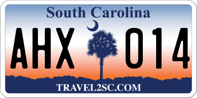 SC license plate AHX014