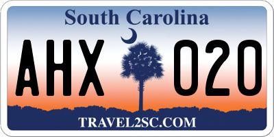 SC license plate AHX020