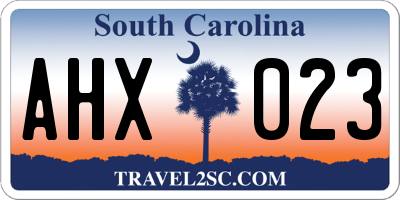 SC license plate AHX023