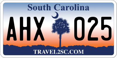 SC license plate AHX025