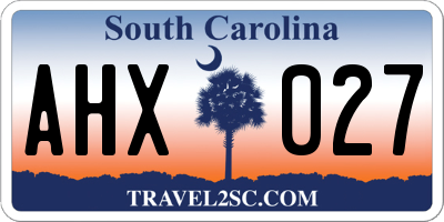 SC license plate AHX027
