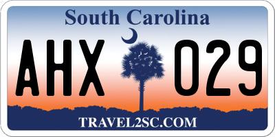 SC license plate AHX029
