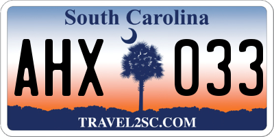 SC license plate AHX033