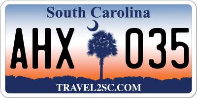 SC license plate AHX035