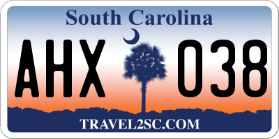 SC license plate AHX038