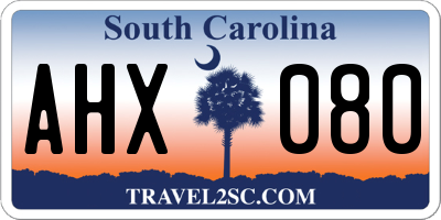 SC license plate AHX080