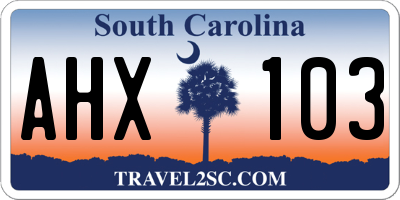 SC license plate AHX103