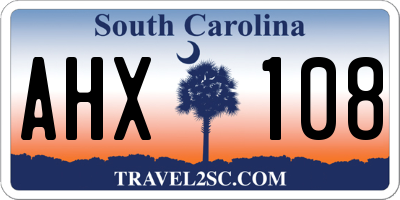 SC license plate AHX108