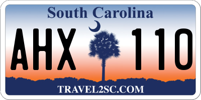 SC license plate AHX110