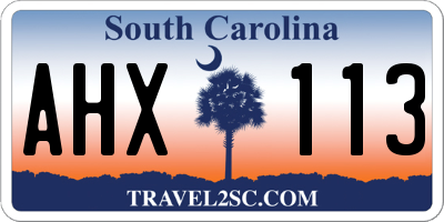SC license plate AHX113