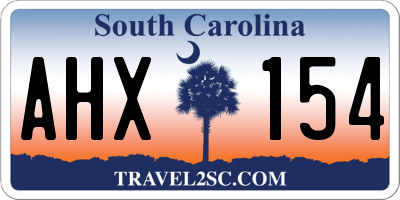 SC license plate AHX154