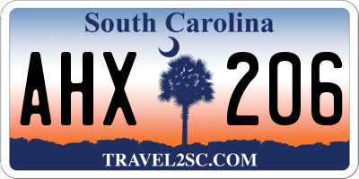 SC license plate AHX206