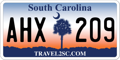 SC license plate AHX209