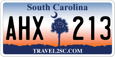 SC license plate AHX213