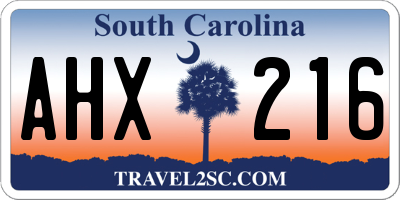 SC license plate AHX216