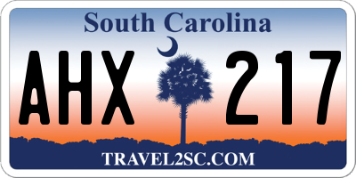 SC license plate AHX217