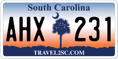 SC license plate AHX231