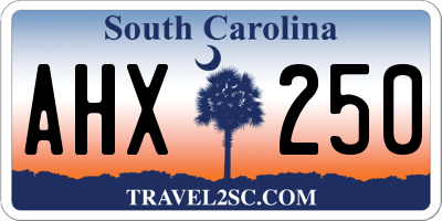 SC license plate AHX250