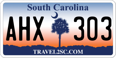 SC license plate AHX303