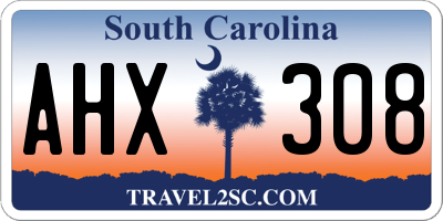 SC license plate AHX308