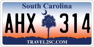 SC license plate AHX314