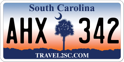 SC license plate AHX342
