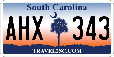 SC license plate AHX343