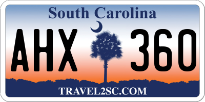 SC license plate AHX360
