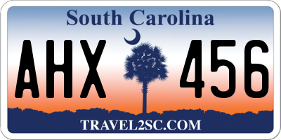 SC license plate AHX456