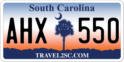 SC license plate AHX550