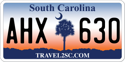 SC license plate AHX630