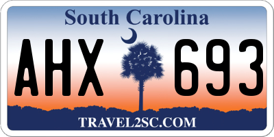 SC license plate AHX693