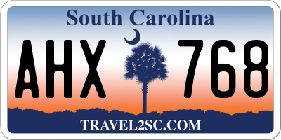 SC license plate AHX768