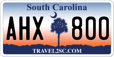 SC license plate AHX800