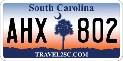 SC license plate AHX802