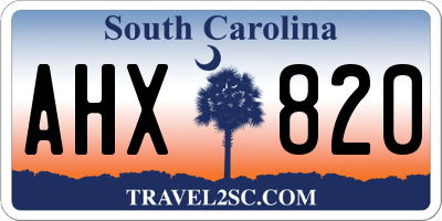 SC license plate AHX820