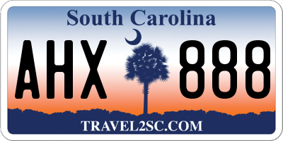 SC license plate AHX888