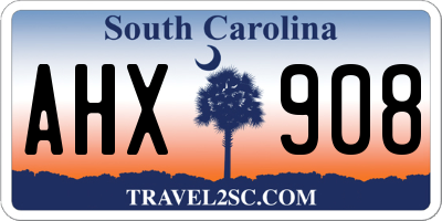 SC license plate AHX908