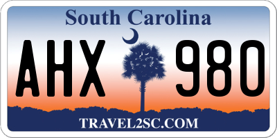 SC license plate AHX980