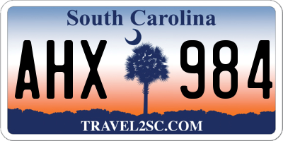 SC license plate AHX984