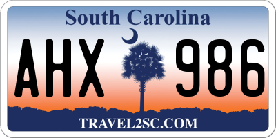SC license plate AHX986