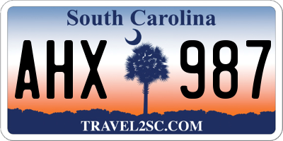 SC license plate AHX987
