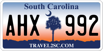 SC license plate AHX992