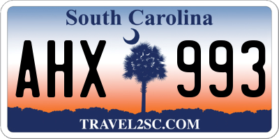 SC license plate AHX993