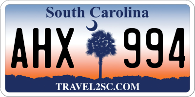 SC license plate AHX994