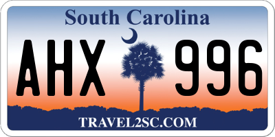 SC license plate AHX996