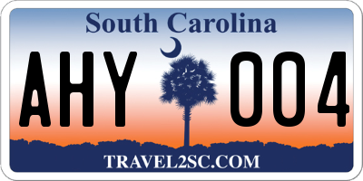 SC license plate AHY004
