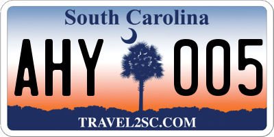 SC license plate AHY005