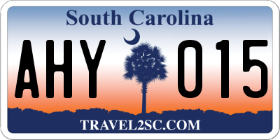 SC license plate AHY015