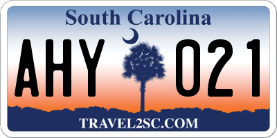 SC license plate AHY021